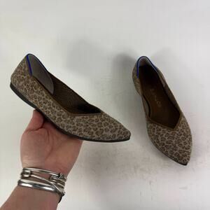 Rothy’s The Point Driftwood Spot Flats Women's 5 Brown Leopard Ballet Shoes